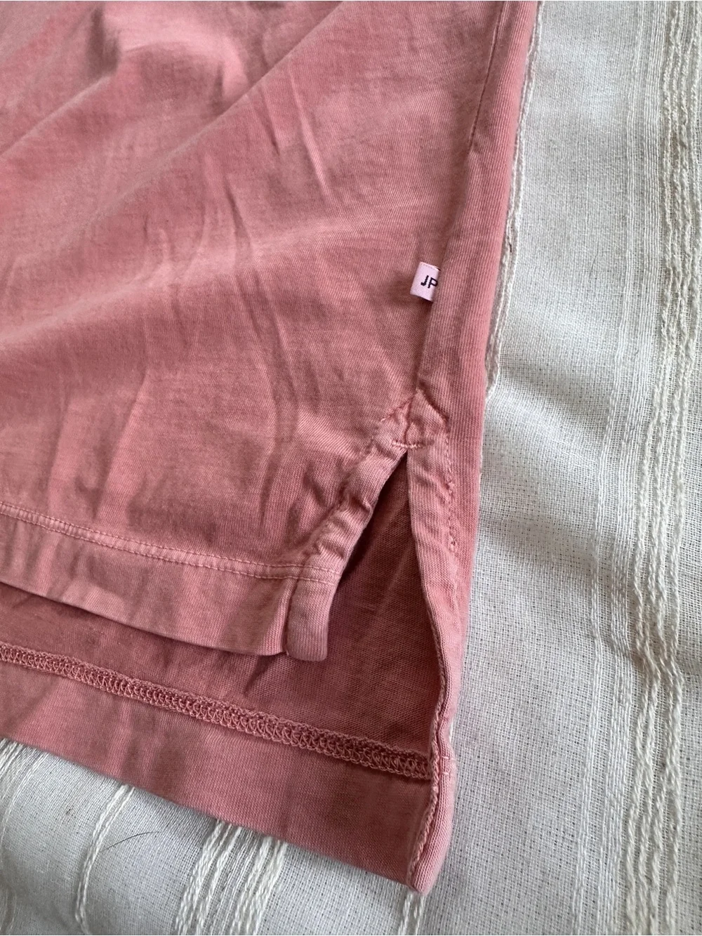 JAMES PERSE Sueded Jersey Polo Shirt | Coral Mens 3 - Picture 3 of 11